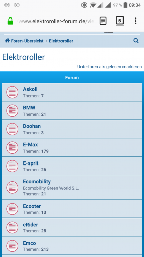 Da ist das Unterforum Roller und die Hersteller/ Importeure.
