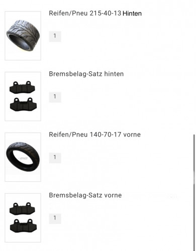 Benötigte Ersatzteile