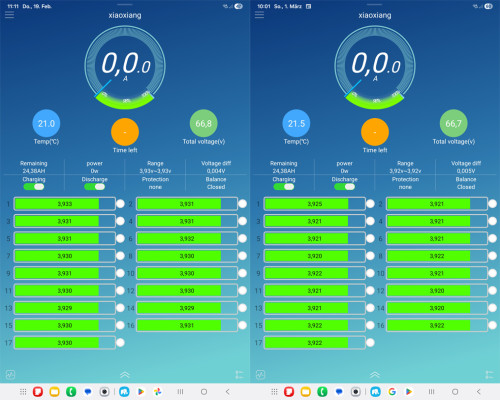 Screenshot 19.02. und 01.03 vom Akku